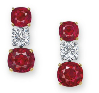 18.13 carat Ruby and diamond earrings